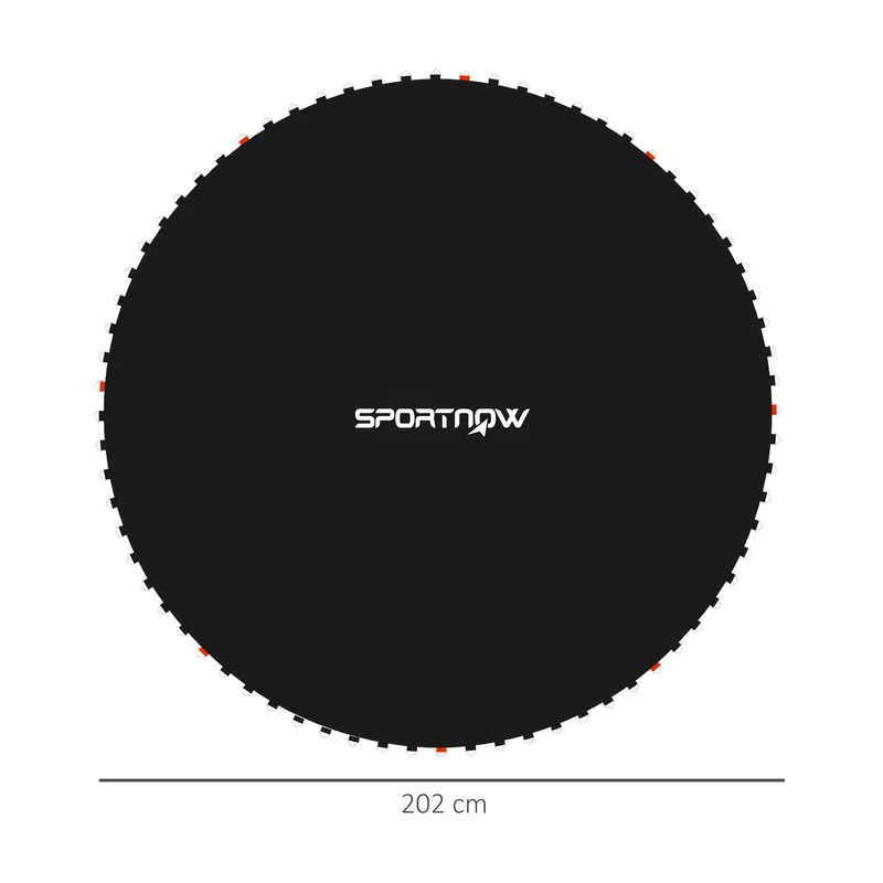 Tapis de trampoline rond 202 cm rebond optimal couture renforcée jardin extérieur contemporain en polypropylène noir 21_0006415