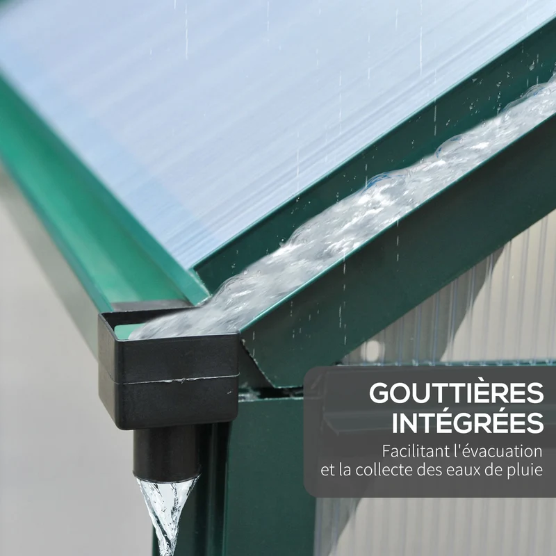 Serre de jardin porte coulissante 190 x 192 x 201 cm isolation ventilation moderne épuré en polycarbonate vert foncé 21_0004051