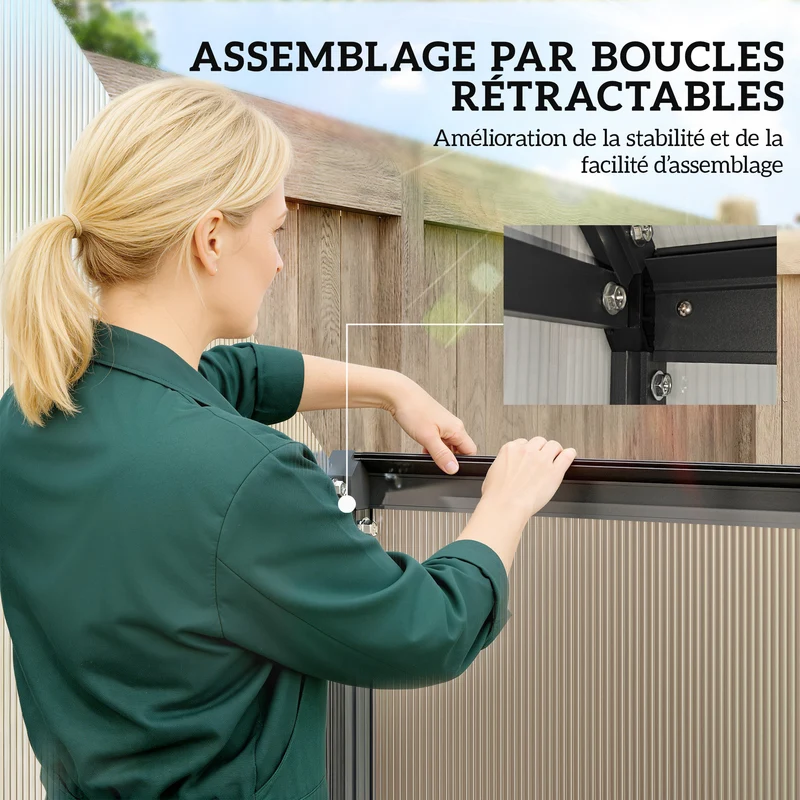 Serre de jardin 170 x 58 x 195 cm ventilation réglable porte battante résistante moderne en polycarbonate transparent 21_0005593
