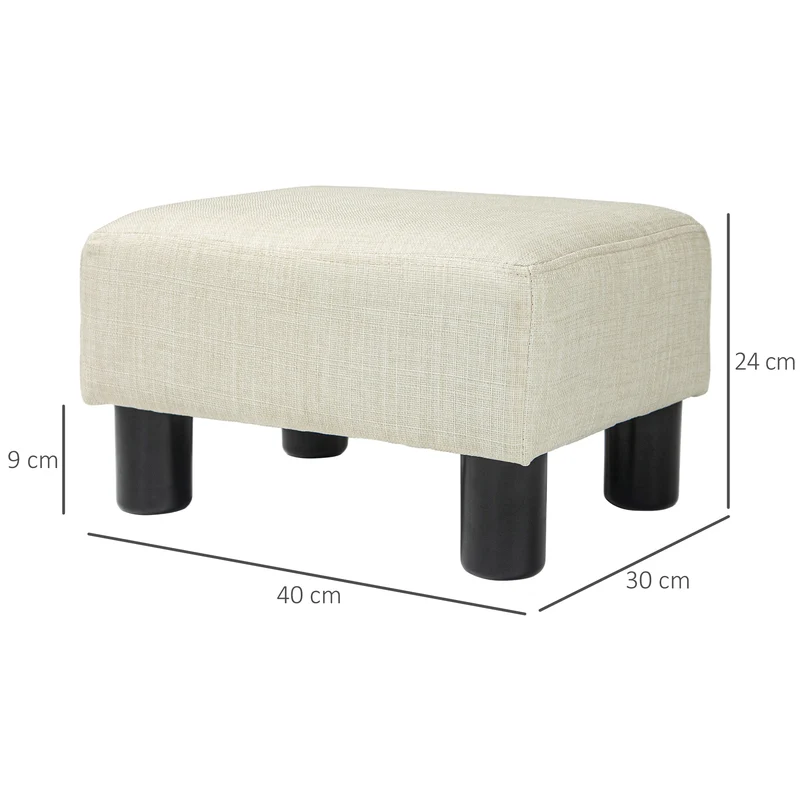 Pouf repose-pied tabouret bas salon confort rembourré 40 x 30 x 24 cm montage facile moderne épuré en polyester beige 21_0001756