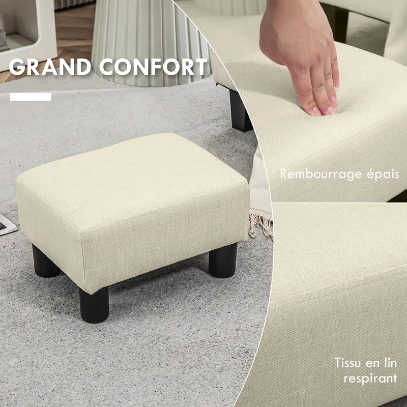 Pouf repose-pied tabouret bas salon confort rembourré 40 x 30 x 24 cm montage facile moderne épuré en polyester beige 21_0001756