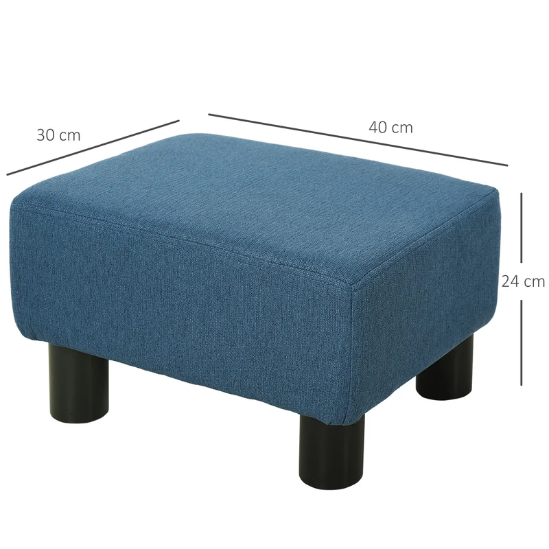 Pouf repose-pied bas 40 x 30 x 24 cm assise confortable cosy montage facile moderne scandinave en polyester bleu foncé 21_0001757