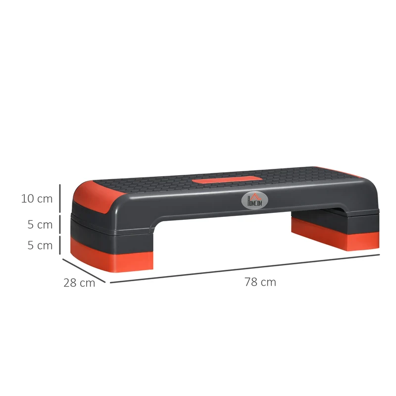 Plateforme aérobic 78 x 28 x 20 cm surface antidérapante portable hauteur réglable 3 niveaux moderne épuré en PP gris 21_0006713