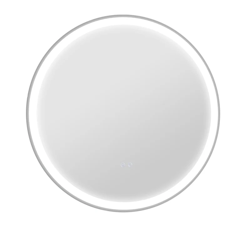Miroir rond mural salle de bain 80 x 3,3 cm éclairage led réglable 3 couleurs antibuée moderne et épuré en verre argent 21_0001970