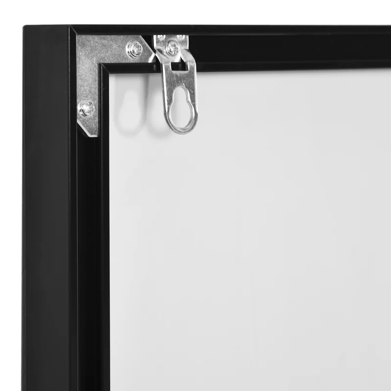 Miroir mural rectangulaire entrée 120 x 35 cm attache intégrée film anti éclats contemporain élégant en aluminium noir 21_0001509