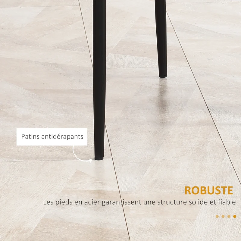 Lot de 4 chaises de salle à manger dossier haut 41 x 50 x 97 cm assise rembourrée capitonnée style moderne en PU noir 21_0002313