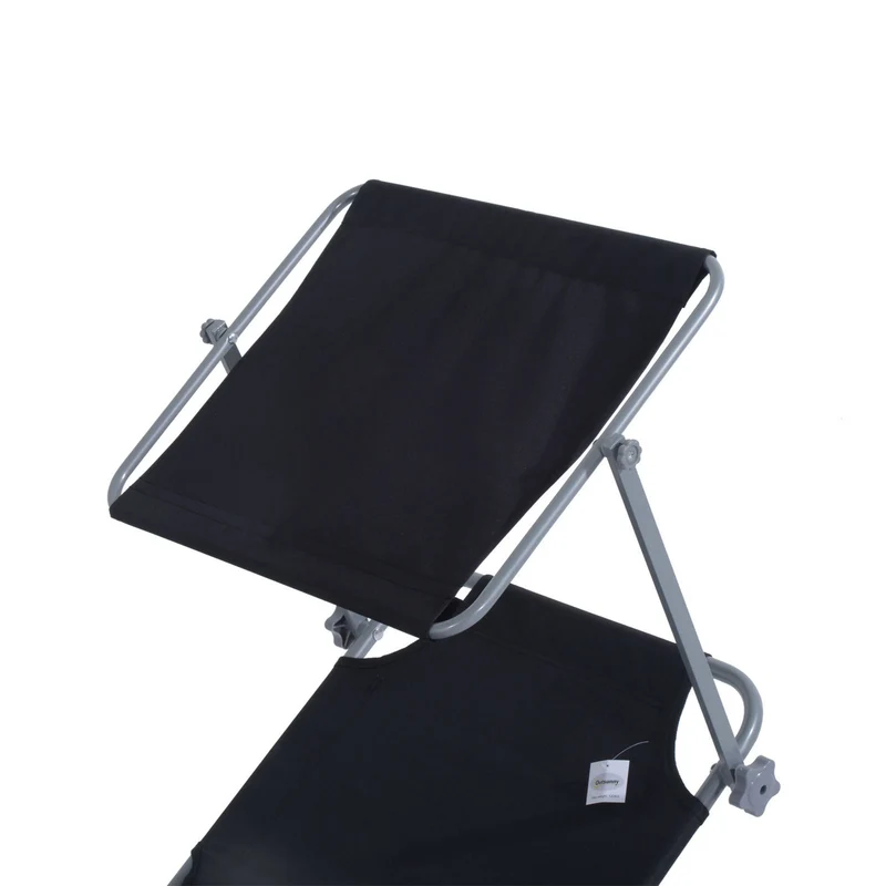 Lot de 2 transats pliable jardin 187 x 58 x 36 cm confort dossier inclinable pare-soleil réglable moderne en métal noir 21_0004714