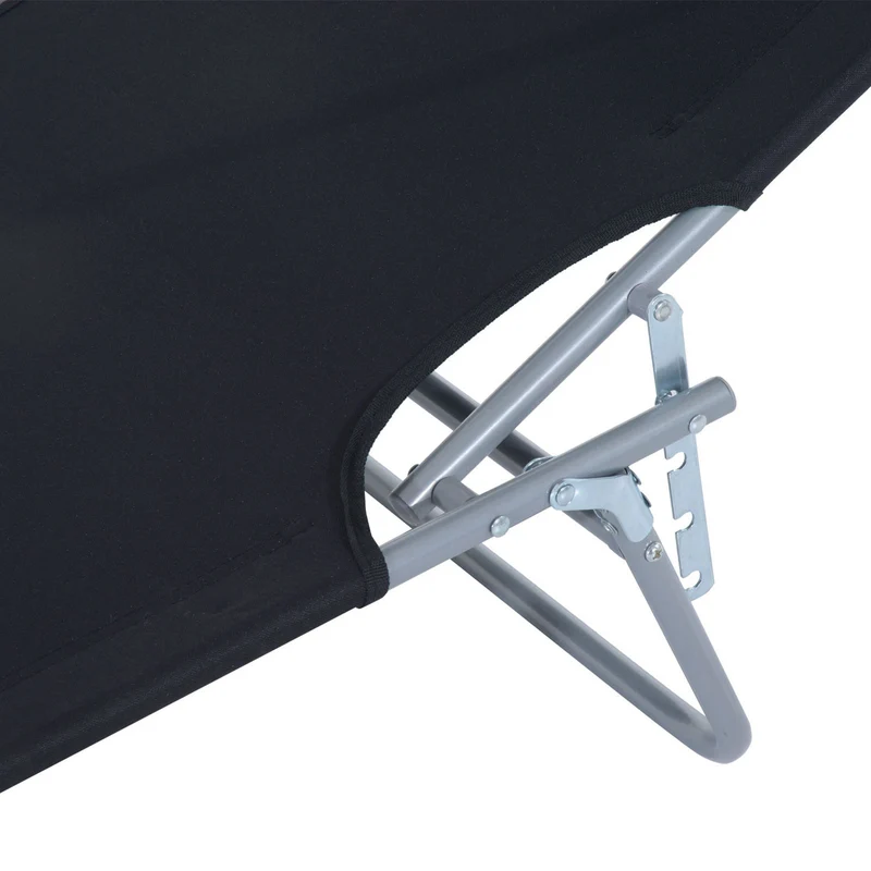 Lot de 2 transats pliable jardin 187 x 58 x 36 cm confort dossier inclinable pare-soleil réglable moderne en métal noir 21_0004714