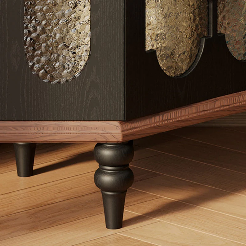 Traditional French Rectangular Ash Wood Glass Corner Cabinet 4-Tier 1-Cabinet For Living Room & Bedroom