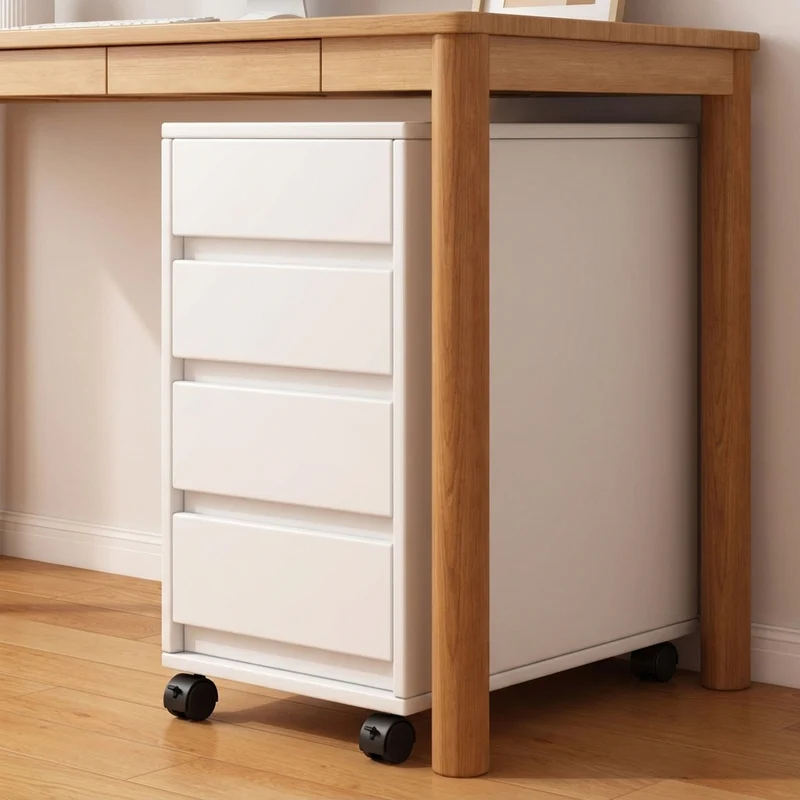 Modern Minimalist MDF Rectangular Rolling Storage Cabinet With 4-5 Drawers For Bedroom & Office