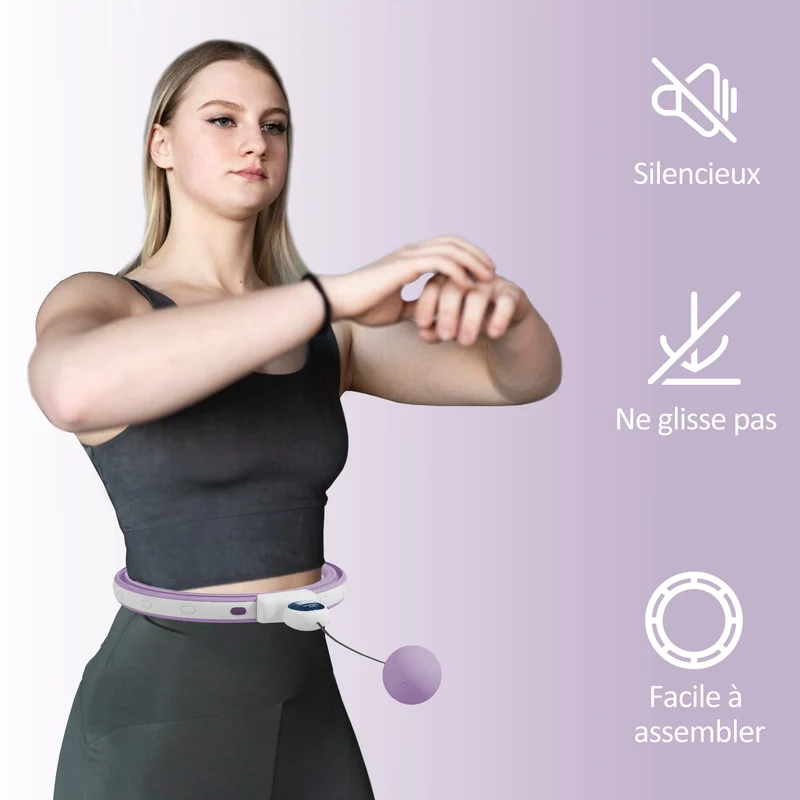 Cerceau de sport masseur ajustable tour de taille 76 x 113 cm 16 sections tonifiant confort scandinave en abs violet 21_0006922