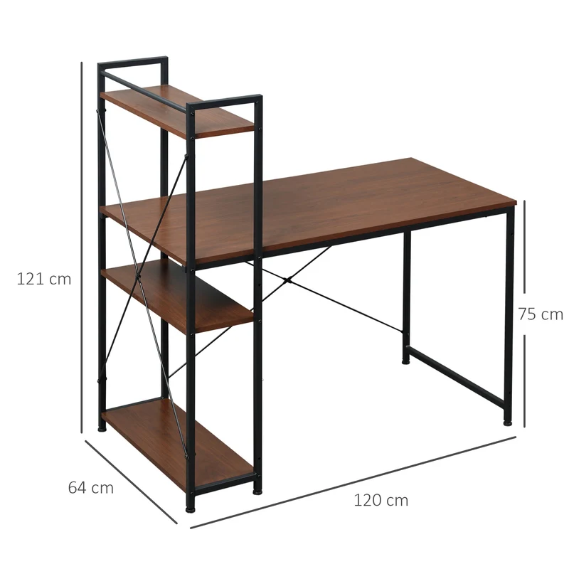 Bureau d'angle 120 x 64 x 121 cm rangements intégrés modulables stable style industriel en panneaux de particules marron 21_0001720