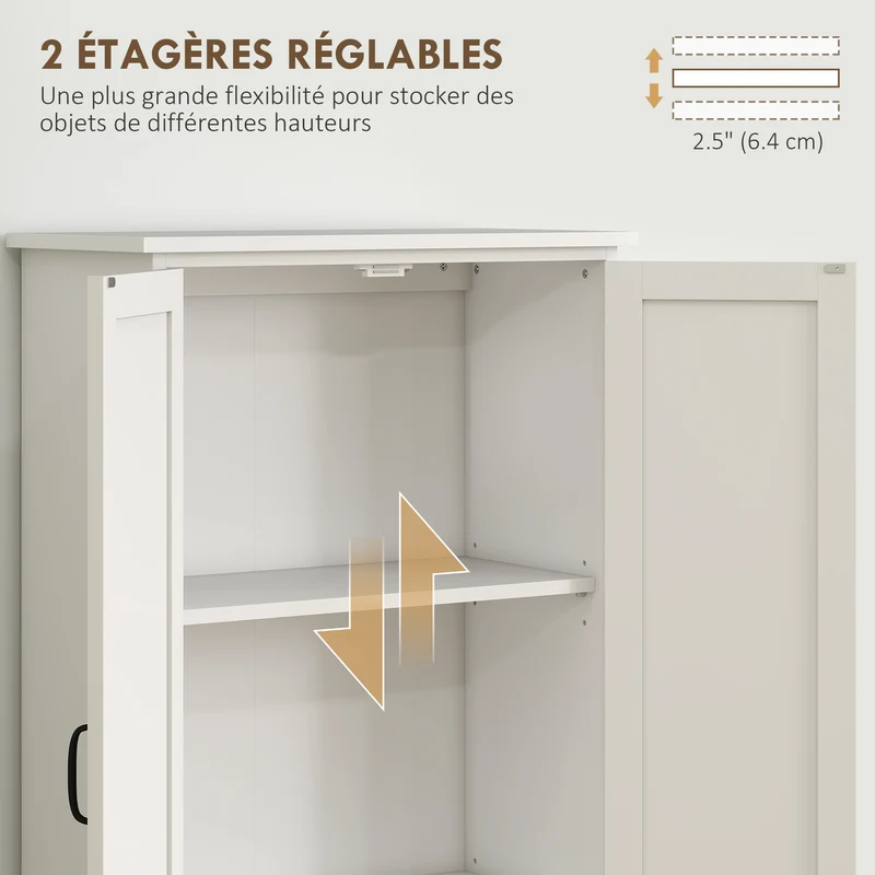 Buffet armoire de cuisine 60 x 30 x 153 cm grand rangement sécurisé multi étagères style contemporain épuré en MDF blanc 21_0002615