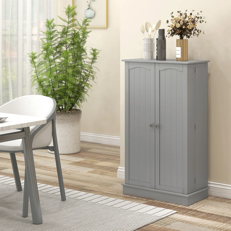 Armoire de cuisine rangement 60 x 30 x 104 cm gain de place 5 étagères 12 porte-épices contemporain épuré en MDF gris 21_0003199