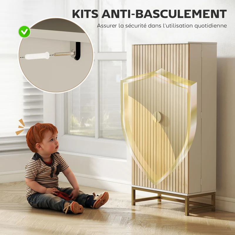 Armoire de cuisine 58 x 29 x 119,5 cm étagères réglables anti-basculement moderne épuré en panneau de particules blanc 21_0003323