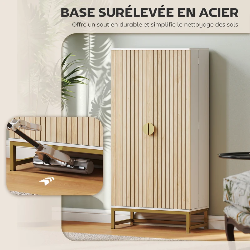 Armoire de cuisine 58 x 29 x 119,5 cm étagères réglables anti-basculement moderne épuré en panneau de particules blanc 21_0003323