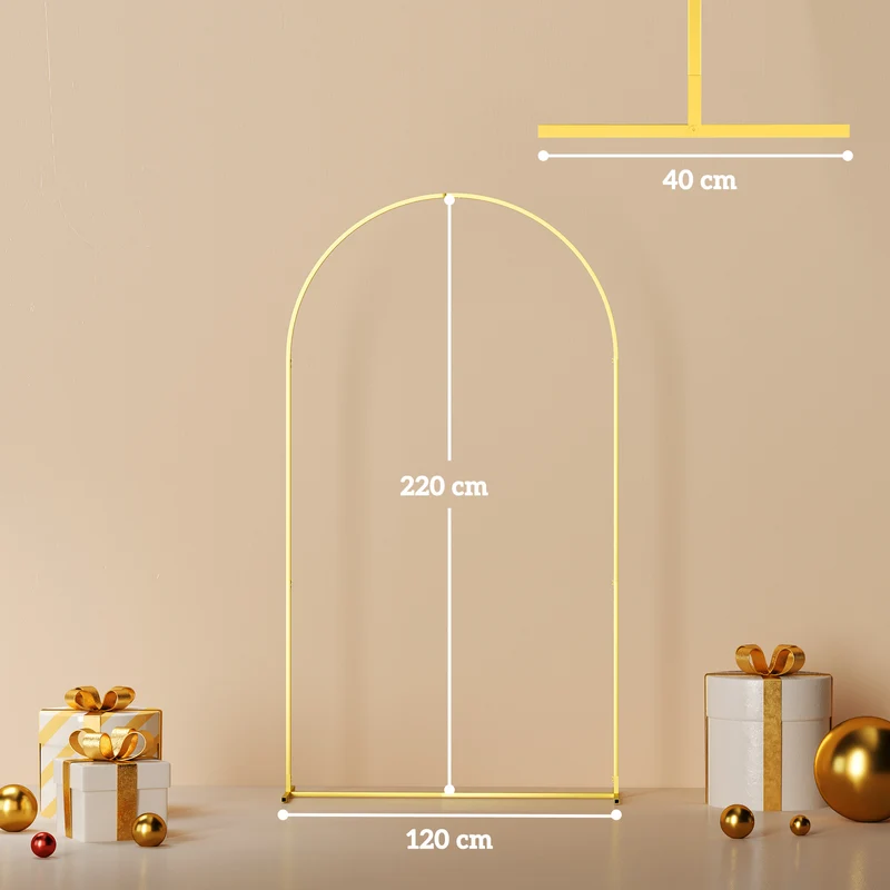 Arche de jardin pour mariage 120 x 40 x 220 cm solide et modulable finition élégante extérieur contemporain en métal or 21_0005684