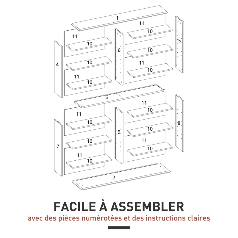 Étagère rangement cd dvd 106,5 x 24 x 126,3 cm capacité 720 cd étagères réglables épuré en panneau de particules blanc 21_0002517