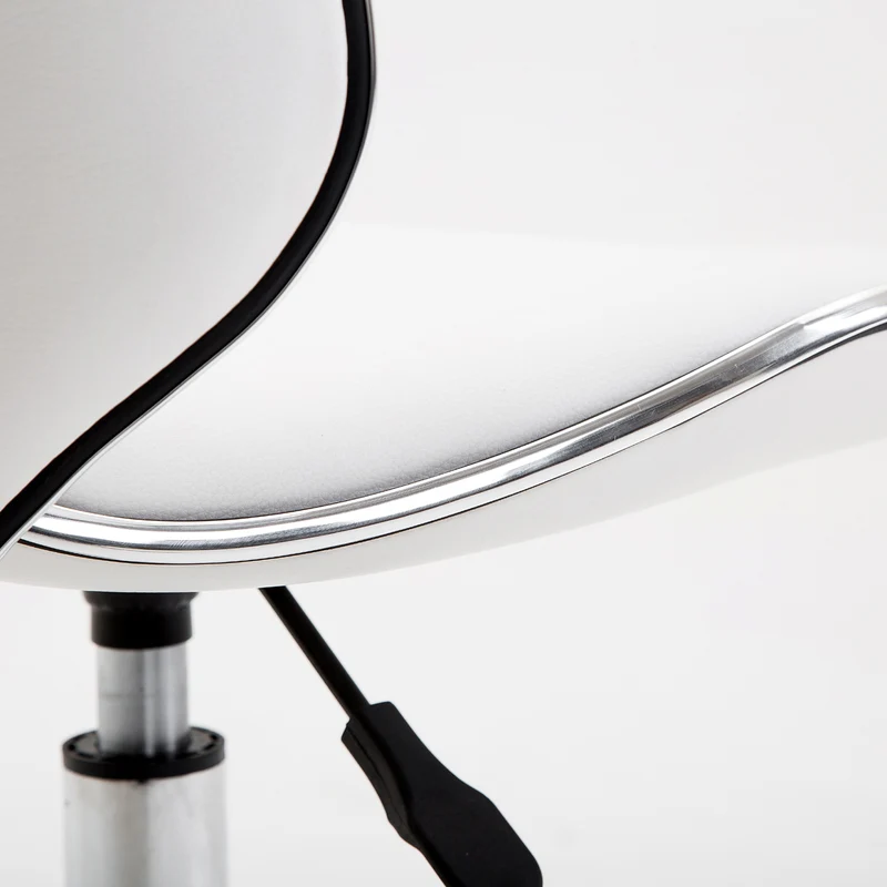 Tabouret de travail à roulettes 44 x 48 x 62-74 cm hauteur réglable assise rembourrée pivotant 360 moderne en PU blanc 21_0006147
