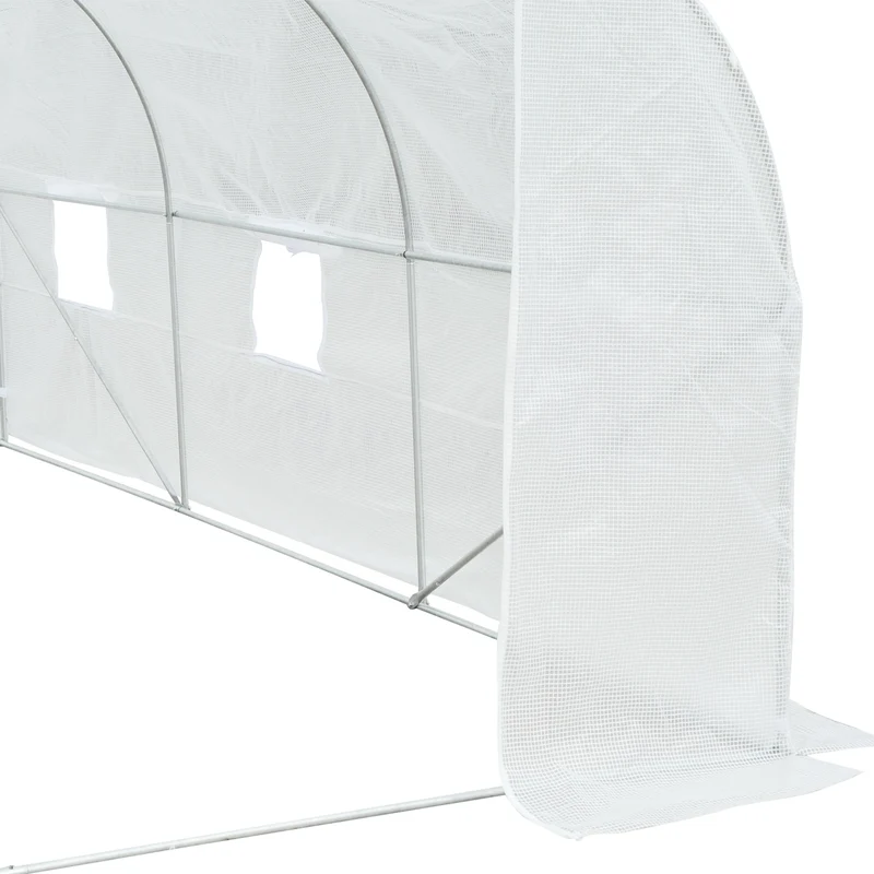 Serre tunnel de jardin 350 x 300 x 200 cm protection anti uv 6 fenêtres enroulables moderne épuré en polyéthylène blanc 21_0004053