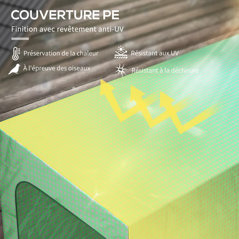 Serre de jardin adossée 200 x 80 x 200 cm protection froid portes zippées compacte stable moderne en polyéthylène vert 21_0004343
