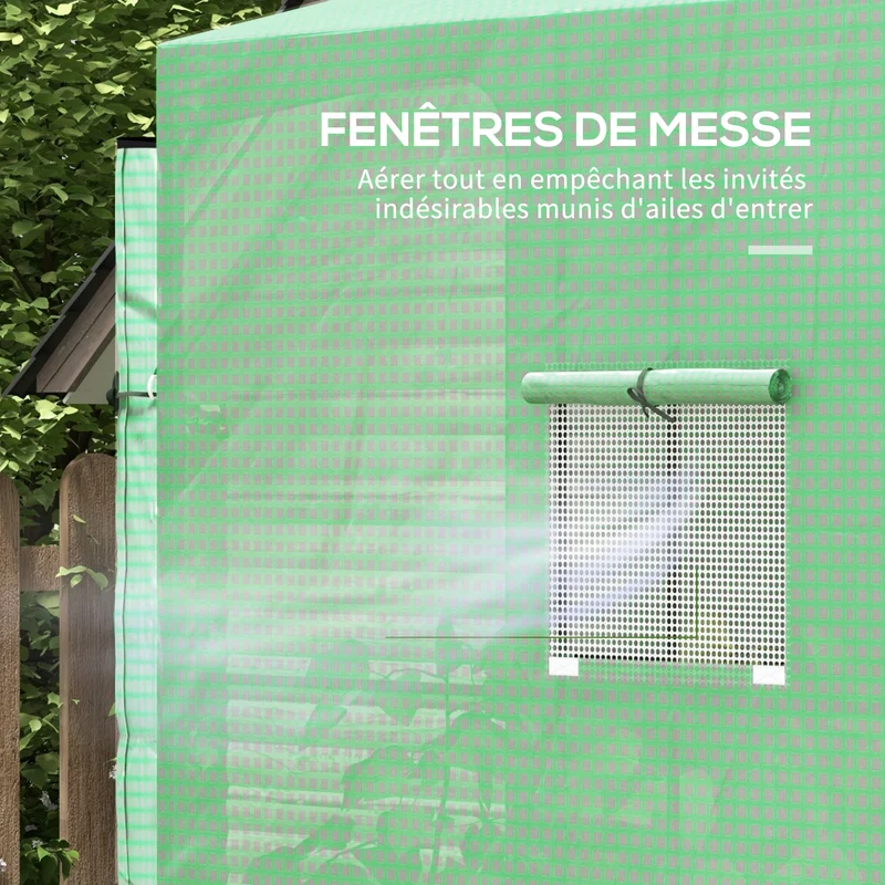 Serre de jardin adossée 200 x 80 x 200 cm protection froid portes zippées compacte stable moderne en polyéthylène vert 21_0004343