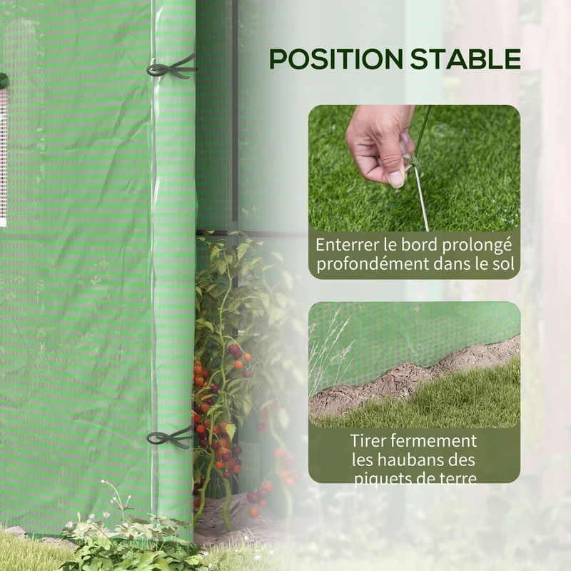 Serre de jardin adossée 200 x 80 x 200 cm protection froid portes zippées compacte stable moderne en polyéthylène vert 21_0004343