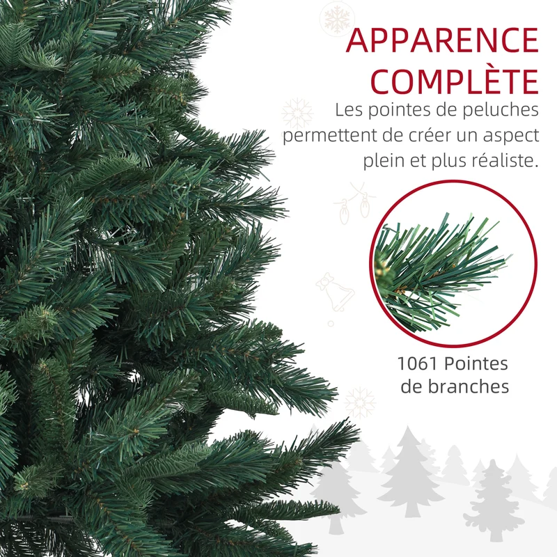 Sapin de noël artificiel forme large 102 x 102 x 180 cm montage rapide branches ignifuges classique en plastique vert 21_0001367
