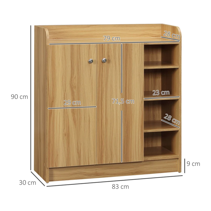 Meuble à chaussures d'entrée 83 x 30 x 90 cm grand rangement étagères réglables moderne en panneau de particules marron 21_0002774