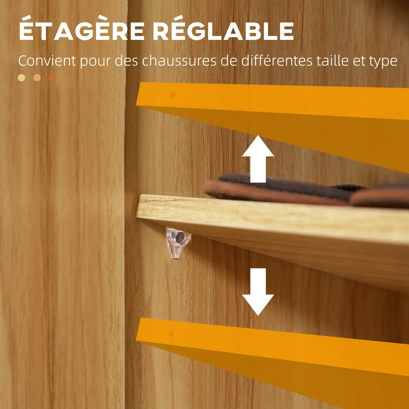 Meuble à chaussures d'entrée 83 x 30 x 90 cm grand rangement étagères réglables moderne en panneau de particules marron 21_0002774