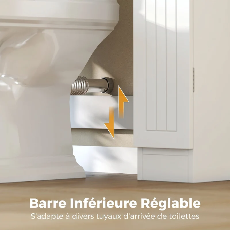 Meuble au-dessus de toilettes 88 x 18 x 98 cm étagères réglables tiroir porte-papier moderne épuré sécurisé en MDF blanc 21_0002146