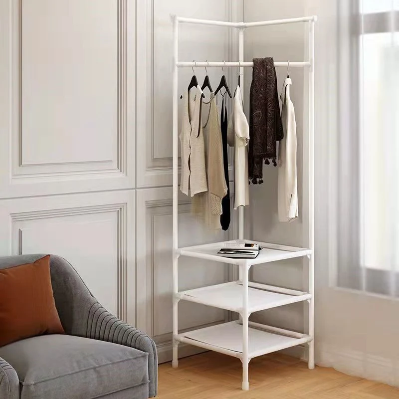 Modern Minimalist Rectangular Steel Corner Shelf Unit Hall Tree 2/3 Tier For Bedroom & Entryways