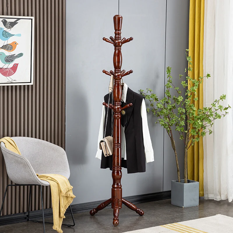 Traditional Chinese Cylindrical Triangular White Ash Solid Wood Hall Tree For Bedroom & Entryways