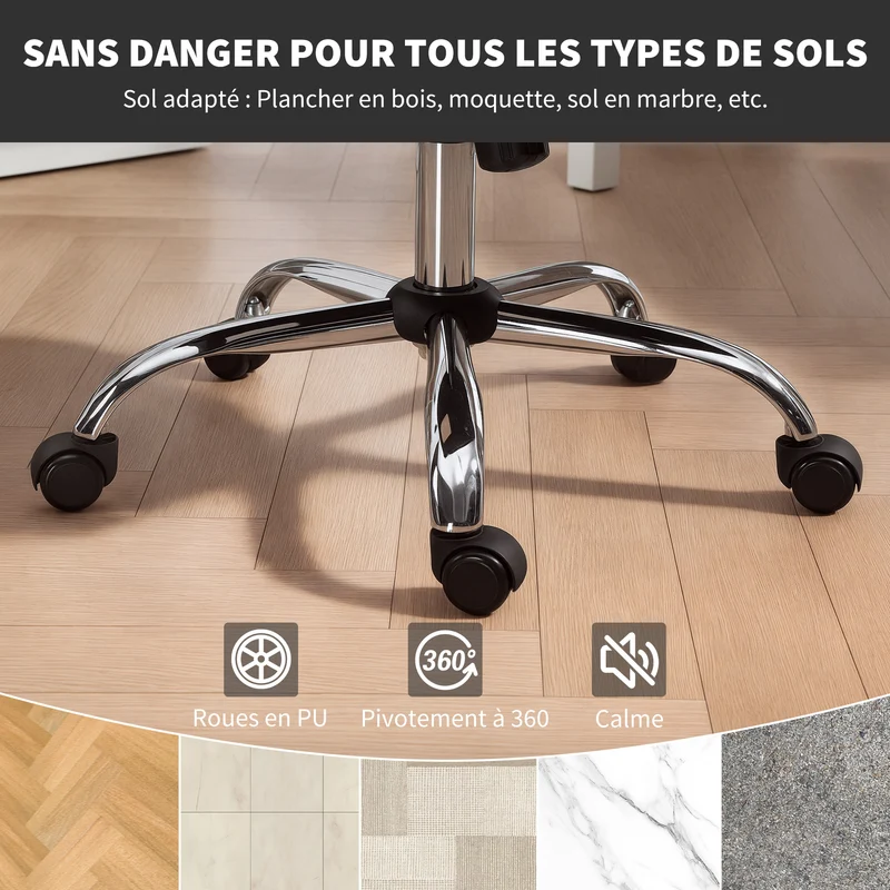Chaise de bureau ergonomique dossier mi-hauteur 64 x 63 x 86-96 cm réglable basculante moderne épuré en polyester gris 21_0006317