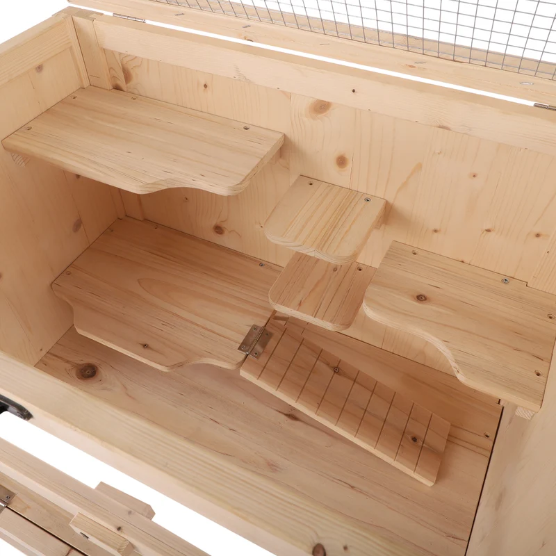 Cage pour hamsters et souris multi niveaux 60 x 40 x 120 cm 5 étages 10 plateformes scandinave épuré en bois naturel 21_0007869