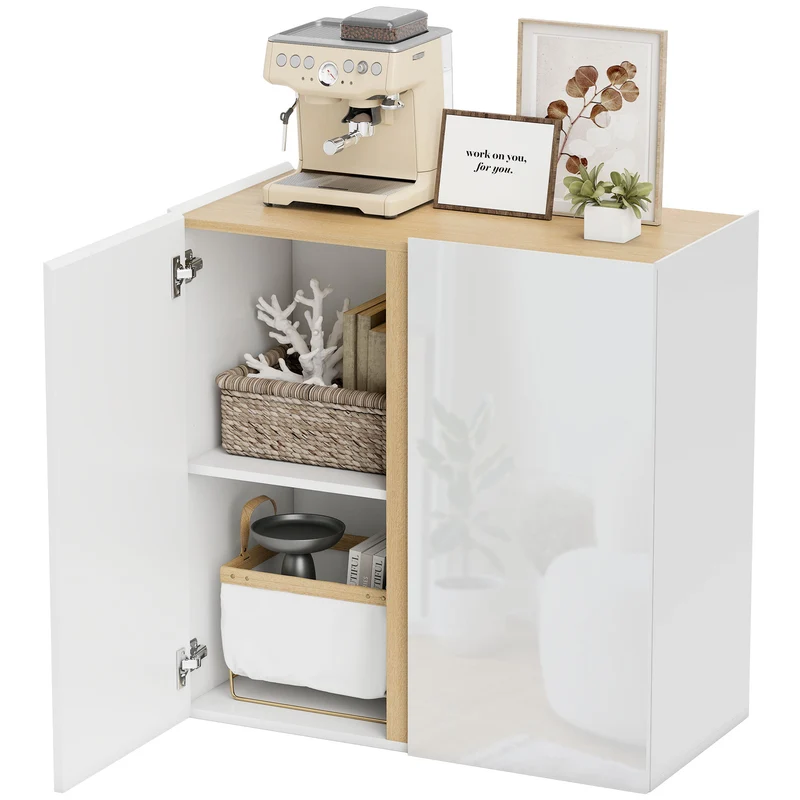 Buffet de rangement 80 x 40 x 80 cm portes à fermeture douce étagère réglable moderne en panneau de particules blanc 21_0003531