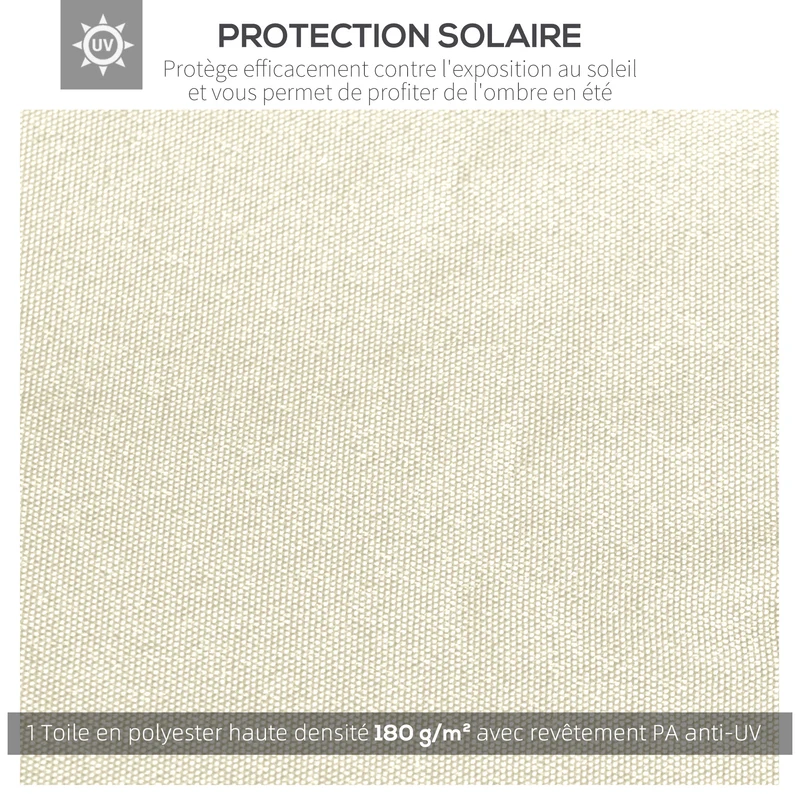 Toile de rechange pour pavillon tonnelle 3 x 3 m protection anti-uv ventilation contemporain épuré en polyester crème 21_0004761