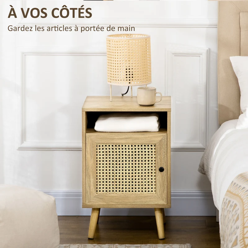 Table de chevet table de nuit 39 x 35 x 60 cm placard et niche rangement utile style vintage chaleureux en bois naturel 21_0001531