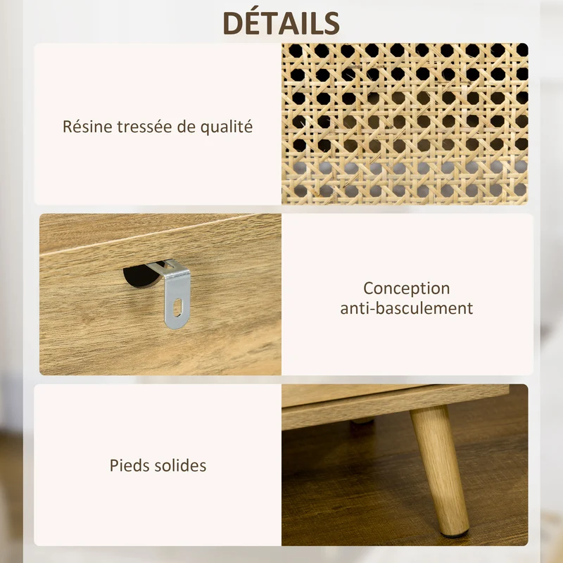 Table de chevet table de nuit 39 x 35 x 60 cm placard et niche rangement utile style vintage chaleureux en bois naturel 21_0001531