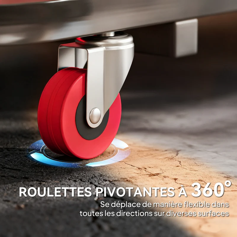 Planche à roulettes transformable en tabouret 101,5 x 40 x 13,5 cm 150 kg roues pivotantes industriel en métal rouge 21_0007185