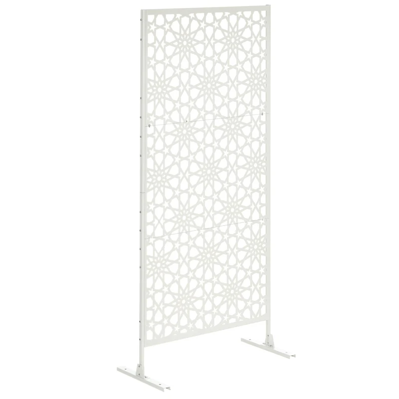 Panneau brise vue décoratif extérieur 92 x 45 x 198 cm délimitation et support végétal tendance moderne en acier blanc 21_0003970