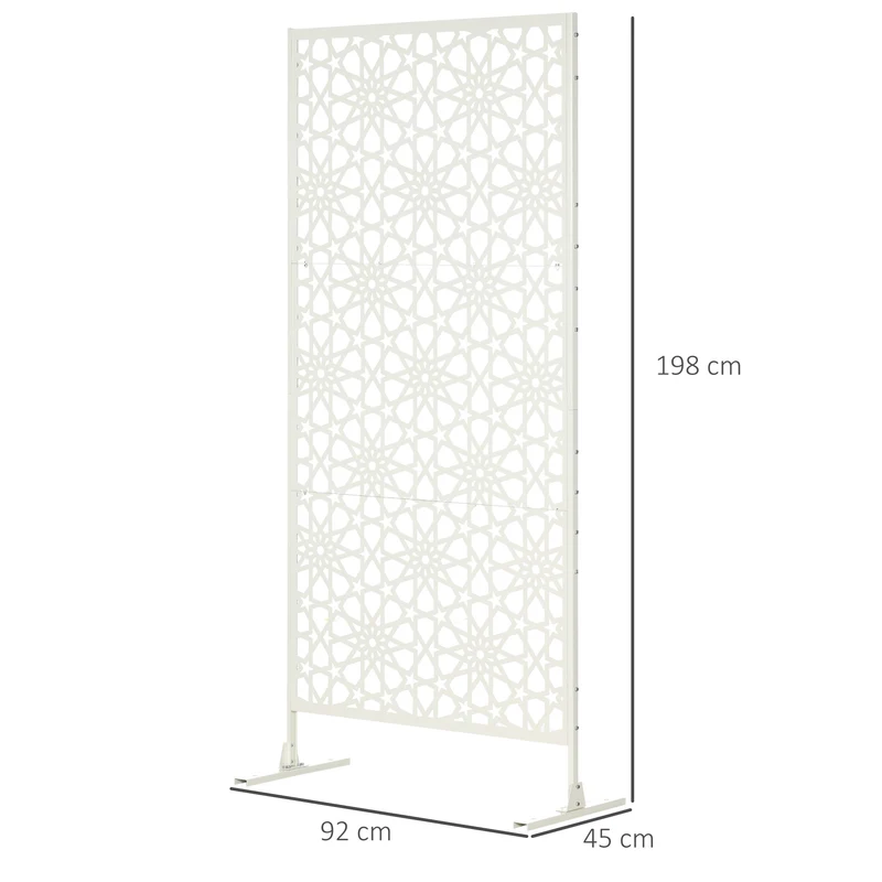 Panneau brise vue décoratif extérieur 92 x 45 x 198 cm délimitation et support végétal tendance moderne en acier blanc 21_0003970