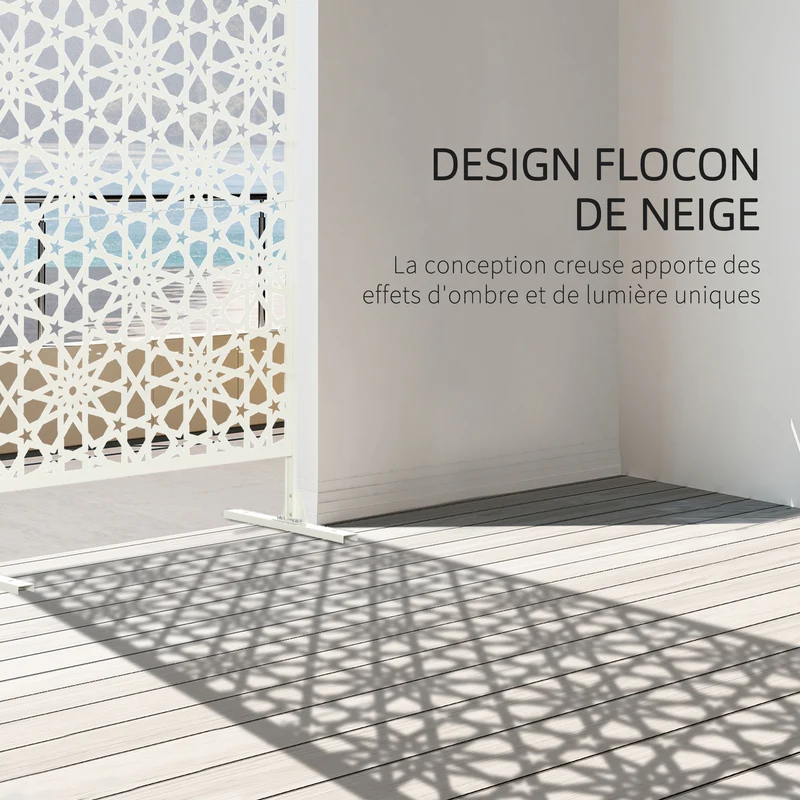 Panneau brise vue décoratif extérieur 92 x 45 x 198 cm délimitation et support végétal tendance moderne en acier blanc 21_0003970