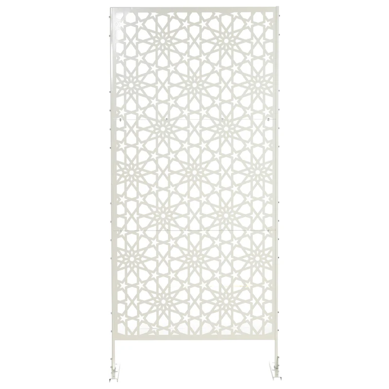 Panneau brise vue décoratif extérieur 92 x 45 x 198 cm délimitation et support végétal tendance moderne en acier blanc 21_0003970