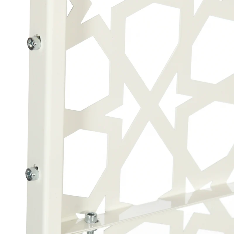 Panneau brise vue décoratif extérieur 92 x 45 x 198 cm délimitation et support végétal tendance moderne en acier blanc 21_0003970