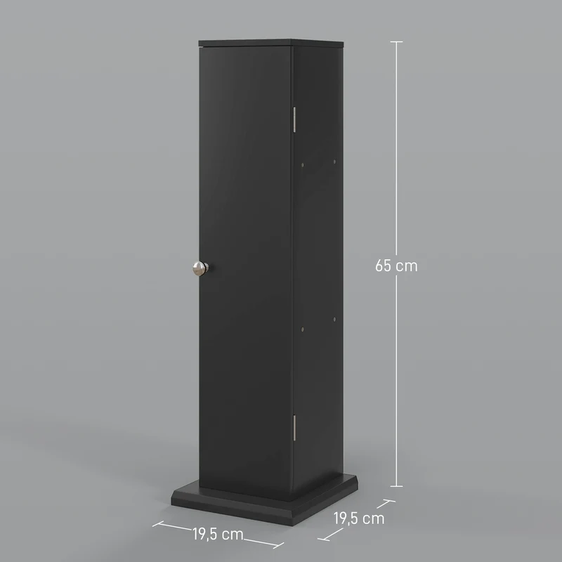 Meuble porte-papier toilette colonne compact 19,5 x 19,5 x 65 cm rangement 3 niveaux épuré contemporain en MDF noir 21_0001842