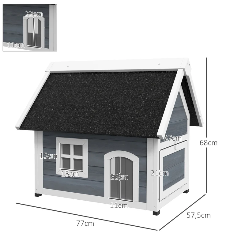 Maisonnette pour chats extérieure 77 x 57,5 x 68 cm toit ouvrable pieds surélevés contemporain rustique en bois gris 21_0007712