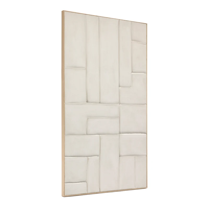 Klis white linen picture with geometric shapes, 120 x 200 cm