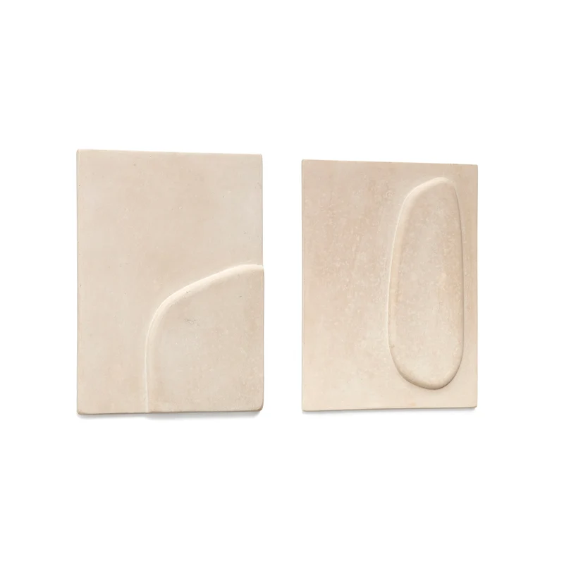 Mirta set of 2 beige papier-mâché wall hangings 29 x 39 cm