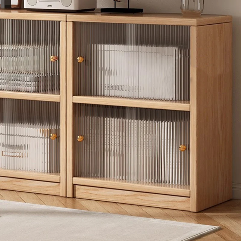 Traditional Chinese Eco-Friendly Engineered Wood Acrylic Textured Rectangular Storage Cabinet 2/3 Tier For Living Room